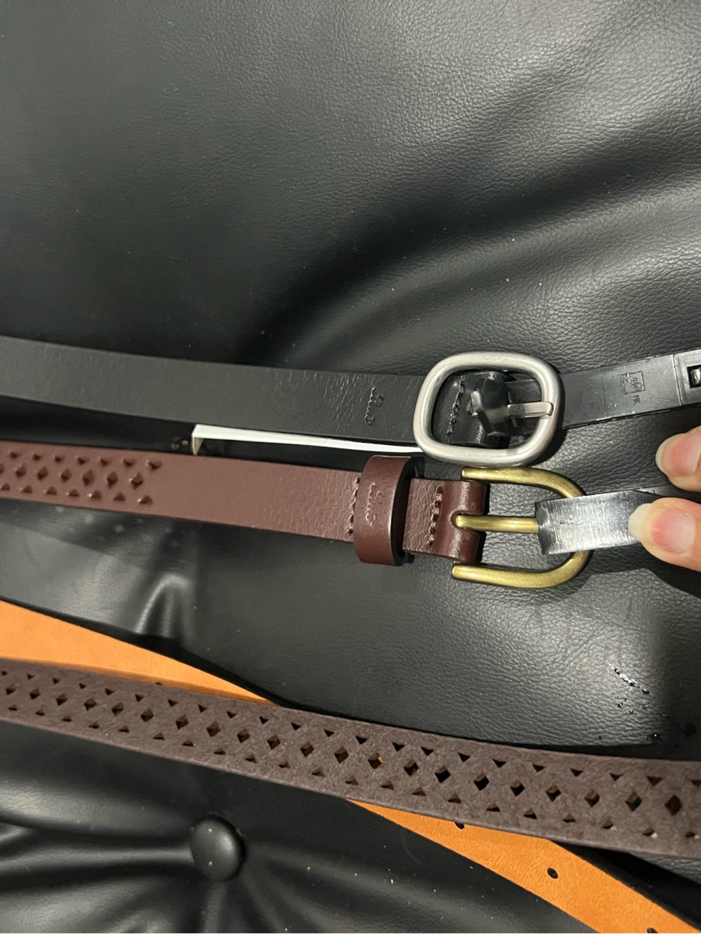 Levi's Black and Brown Leather Belt Set